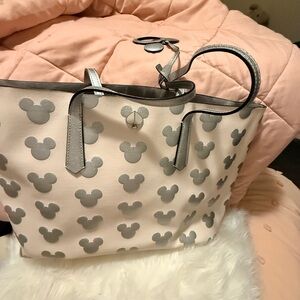 Kate Spade Mickey Mouse Patterned Tote Bag - Pink and Gray